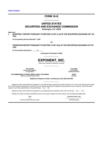 Thumbnail Exponent
 10-Q Quarterly Report FY 