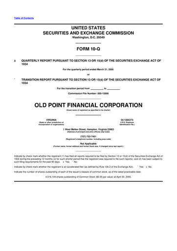 Thumbnail Old Point Financial 10-Q Quarterly Report FY 