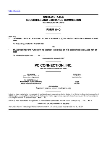 Miniature PC Connection
 10-Q Rapport trimestriel  