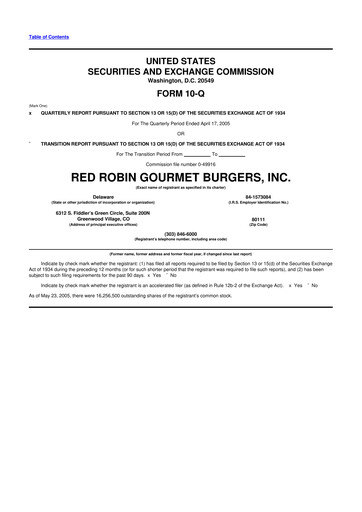 Thumbnail Red Robin
 10-Q Quarterly Report FY 