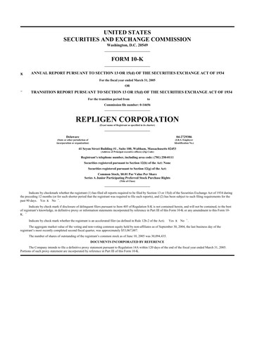 Thumbnail Repligen
 10-K Annual Report 