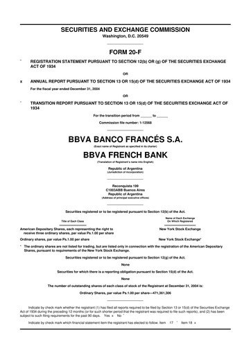 Vorschaubild BBVA Argentina 20-F Jahresbericht 