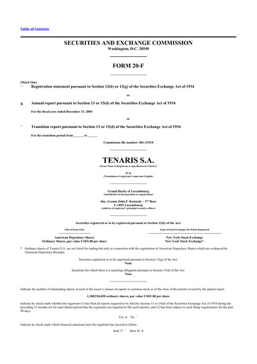 Thumbnail Tenaris 20-F Annual Report 