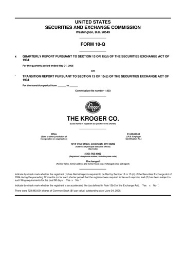 Miniature Kroger 10-Q Rapport trimestriel  