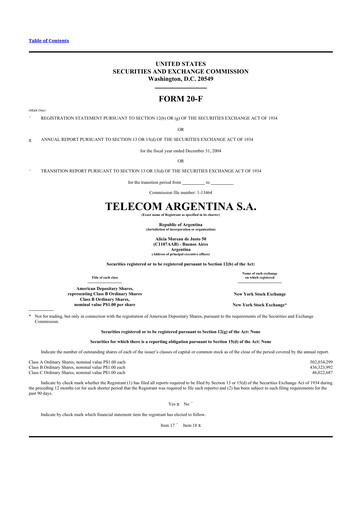 Thumbnail Telecom Argentina
 20-F Annual Report 