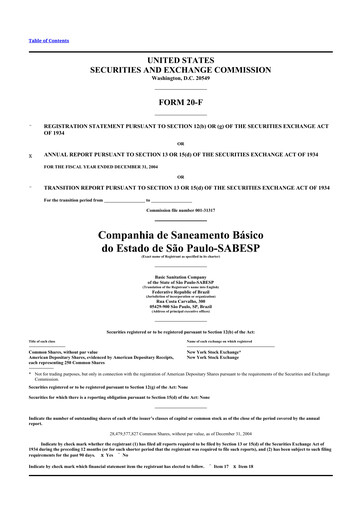 Miniature Sabesp 20-F Rapport annuel 