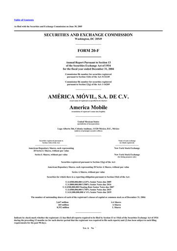 Thumbnail America Movil 20-F Annual Report 