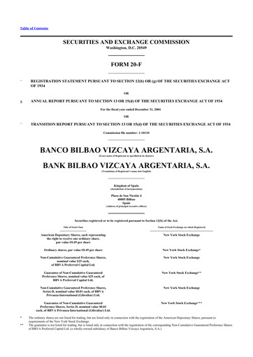 Thumbnail Banco Bilbao Vizcaya Argentaria 20-F Annual Report 