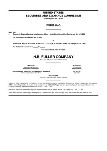 Thumbnail H.B. Fuller
 10-Q Quarterly Report FY 