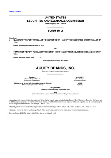 Thumbnail Acuity Brands
 10-Q Quarterly Report FY 