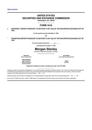 Thumbnail Morgan Stanley 10-Q Quarterly Report FY 