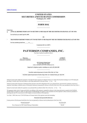 Thumbnail Patterson Companies
 10-K Annual Report 