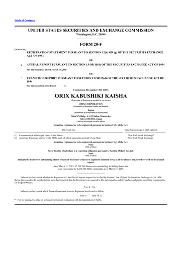 Thumbnail ORIX
 20-F Annual Report 