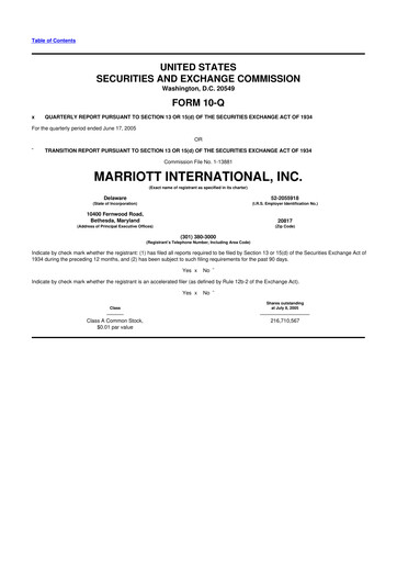 Vorschaubild Marriott International 10-Q Quartalsbericht  