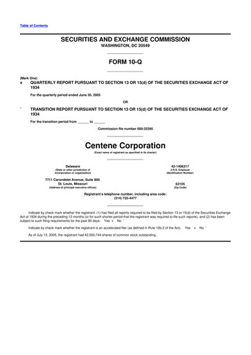 Miniature Centene 10-Q Rapport trimestriel  