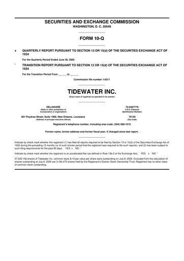 Thumbnail Tidewater 10-Q Quarterly Report FY 
