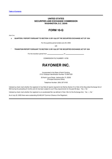 Thumbnail Rayonier 10-Q Quarterly Report FY 