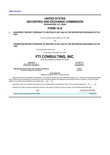 Thumbnail FTI Consulting 10-Q Quarterly Report FY 