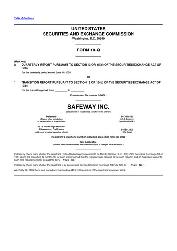 Thumbnail Safeway 10-Q Quarterly Report FY 