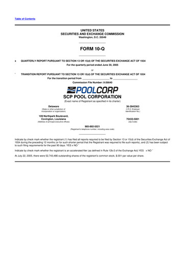 Thumbnail POOLCORP 10-Q Quarterly Report FY 