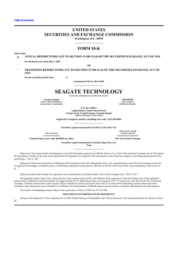 Thumbnail Seagate Technology 10-K Annual Report 