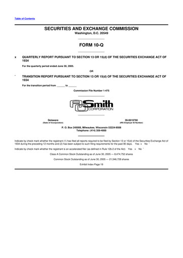 Thumbnail A. O. Smith 10-Q Quarterly Report FY 