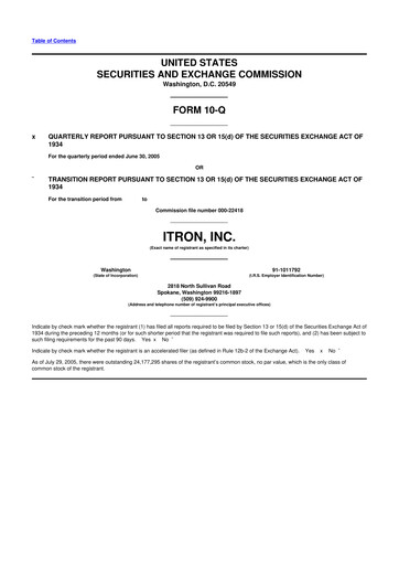 Thumbnail Itron
 10-Q Quarterly Report FY 