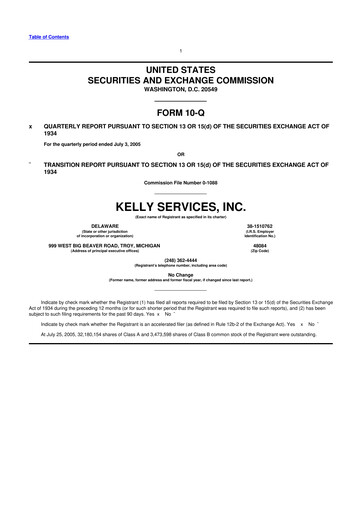 Miniature Kelly Services
 10-Q Rapport trimestriel  