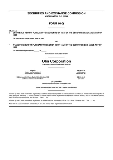 Thumbnail Olin Corporation 10-Q Quarterly Report FY 