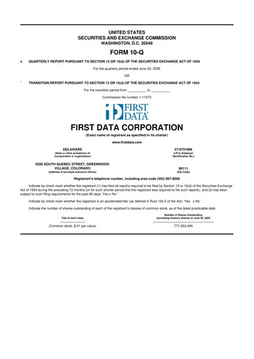 Thumbnail First Data Corporation 10-Q Quarterly Report FY 
