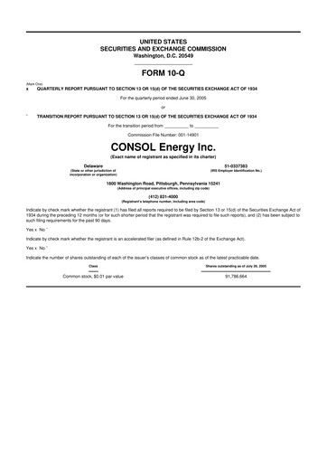 Thumbnail CNX Resources
 10-Q Quarterly Report FY 