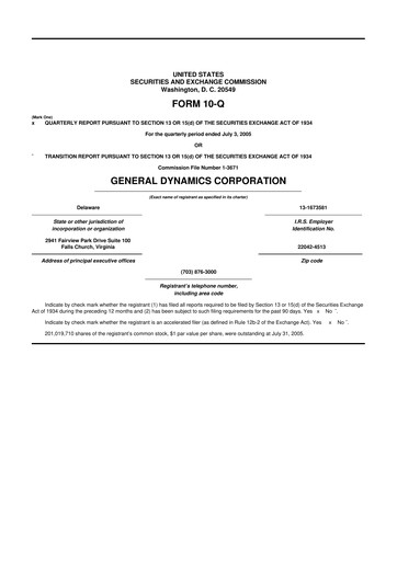 Miniature General Dynamics 10-Q Rapport trimestriel  