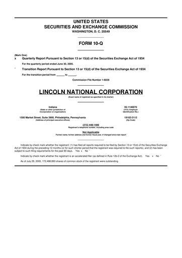 Vorschaubild Lincoln National Corporation 10-Q Quartalsbericht  