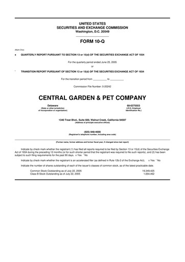 Miniature Central Garden & Pet 10-Q Rapport trimestriel  