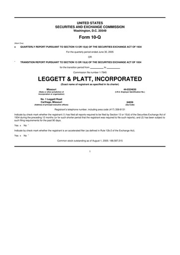 Thumbnail Leggett & Platt

 10-Q Quarterly Report FY 