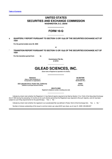 Thumbnail Gilead Sciences 10-Q Quarterly Report FY 