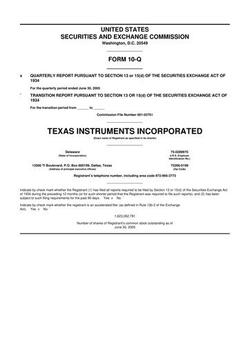 Vorschaubild Texas Instruments 10-Q Quartalsbericht  