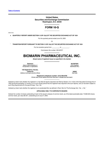 Thumbnail BioMarin Pharmaceutical 10-Q Quarterly Report FY 