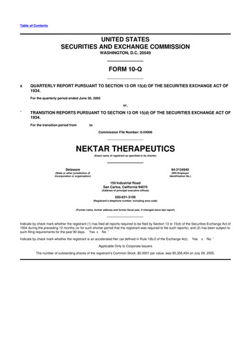Thumbnail Nektar Therapeutics
 10-Q Quarterly Report FY 