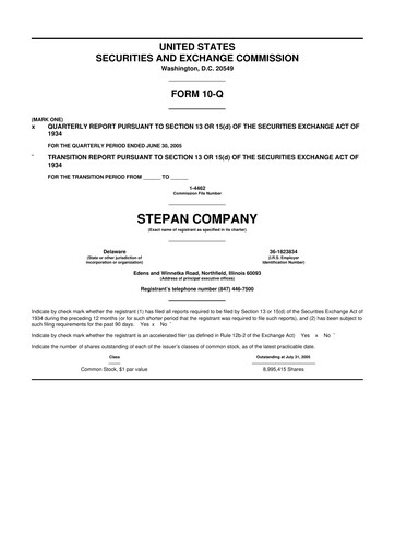 Thumbnail Stepan Company
 10-Q Quarterly Report FY 