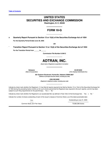 Thumbnail ADTRAN 10-Q Quarterly Report FY 