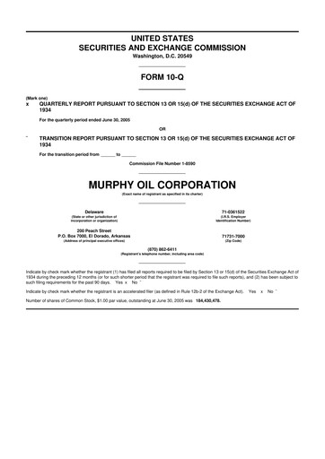 Thumbnail Murphy Oil
 10-Q Quarterly Report FY 