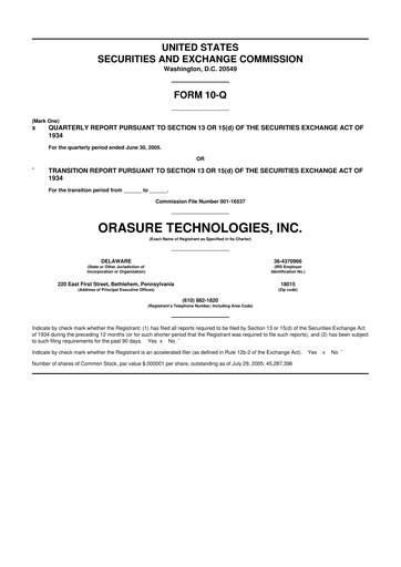 Thumbnail OraSure Technologies 10-Q Quarterly Report FY 