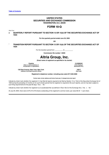 Thumbnail Altria Group 10-Q Quarterly Report FY 