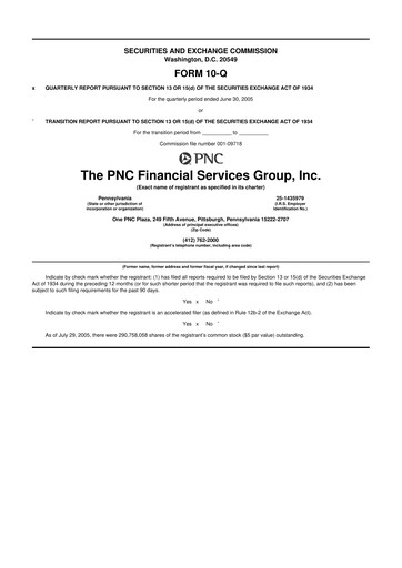Thumbnail PNC Financial Services 10-Q Quarterly Report FY 