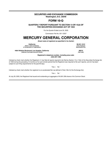Thumbnail Mercury General
 10-Q Quarterly Report FY 