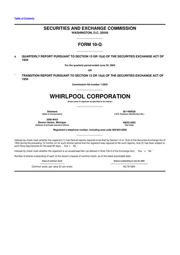 Thumbnail Whirlpool 10-Q Quarterly Report FY 