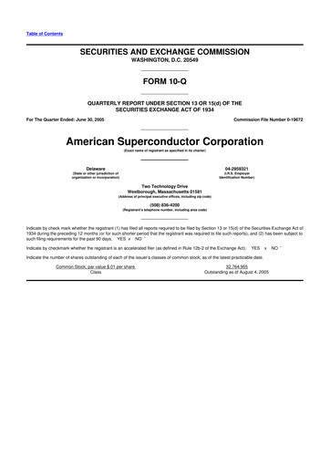 Vorschaubild American Superconductor Corporation 10-Q Quartalsbericht  