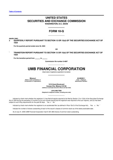 Thumbnail UMB Financial 10-Q Quarterly Report FY 