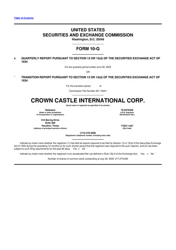 Vorschaubild Crown Castle 10-Q Quartalsbericht  